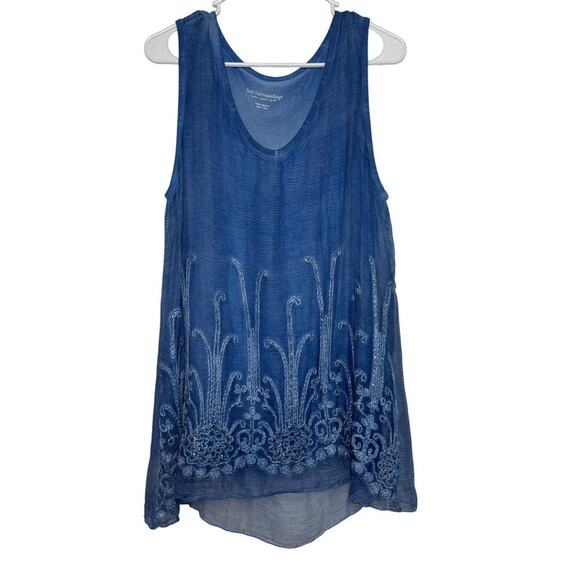 Soft Surroundings Tops - Soft Surroundings Women M/P Blue Sheer Oversized Tank Casual Beach Flowy Top